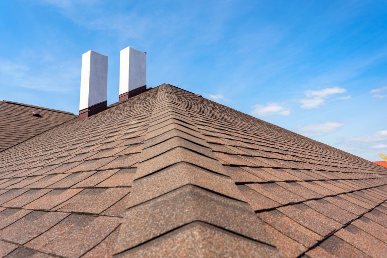 Brown shingle residential roof top